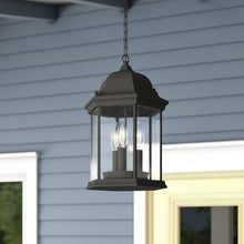 Load image into Gallery viewer, Castellanos Black 3 -Bulb 15&#39;&#39; H Mains Only Outdoor Hanging Lantern
