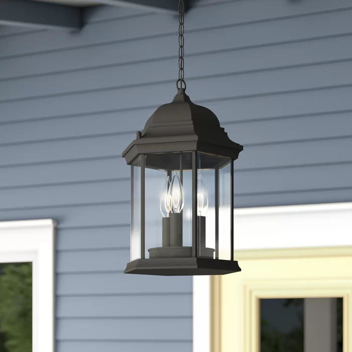 Castellanos Black 3 -Bulb 15'' H Mains Only Outdoor Hanging Lantern