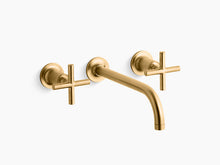 Load image into Gallery viewer, Purist™Wall-mount bathroom  sink faucet trim with 9&quot;, 90-degree angle spout and cross handles, requires valve 6422RR
