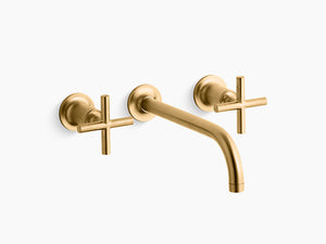 Purist™Wall-mount bathroom  sink faucet trim with 9", 90-degree angle spout and cross handles, requires valve 6422RR