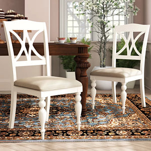 White Cato Cross Back Side Chair in Gray Beige (Set of 2)