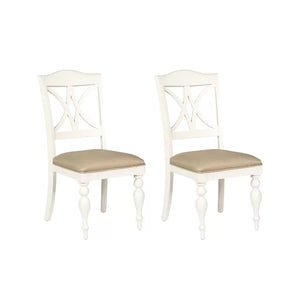 White Cato Cross Back Side Chair in Gray Beige (Set of 2)