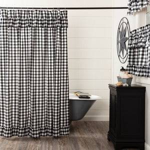 Black Caulder 100% Cotton Plaid Single Shower Curtain #9100