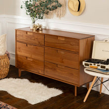 Load image into Gallery viewer, Caramel Cecille Groove 6 Drawer Double Dresser #1137HW
