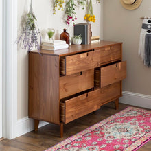 Load image into Gallery viewer, Caramel Cecille Groove 6 Drawer Double Dresser #1137HW
