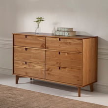 Load image into Gallery viewer, Caramel Cecille Groove 6 Drawer Double Dresser #1137HW
