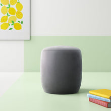 Load image into Gallery viewer, Cecillia 13.4&quot; Velvet Round Pouf Ottoman Gray 3001RR
