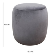 Load image into Gallery viewer, Cecillia 13.4&quot; Velvet Round Pouf Ottoman Gray 3001RR
