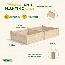 Load image into Gallery viewer, Cedar Raised Garden 17.5 x 96 x 48
