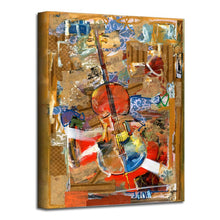 Load image into Gallery viewer, 40" H x 30" W x 1.5" D Brown/Red/Blue/White/Tan/Taupe Cello by Zane - Wrapped Canvas Print SB2079
