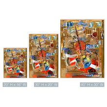 Load image into Gallery viewer, 40" H x 30" W x 1.5" D Brown/Red/Blue/White/Tan/Taupe Cello by Zane - Wrapped Canvas Print SB2079
