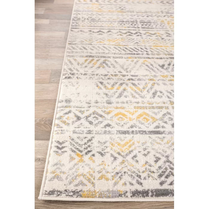 Rectangle 2’x 7' Celvin Geometric Gray/Yellow Area Rug