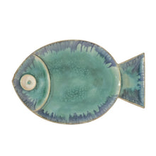 Load image into Gallery viewer, 16&quot; H x 10.2&quot; W x 1&quot; D Ceramic Blue Fish Plate Wall Décor 1118AH
