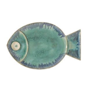 16" H x 10.2" W x 1" D Ceramic Blue Fish Plate Wall Décor 1118AH