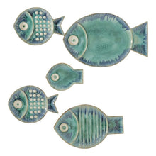 Load image into Gallery viewer, 16&quot; H x 10.2&quot; W x 1&quot; D Ceramic Blue Fish Plate Wall Décor 1118AH
