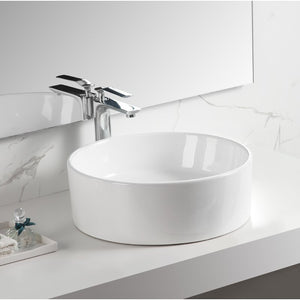 Ceramic Circular Vessel Bathroom Sink with Overflow 3020AH