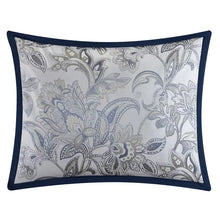 Load image into Gallery viewer, Queen Comforter + 7 Additional Pieces Ceylon Navy Microfiber Reversible 7 Piece Comforter Set
