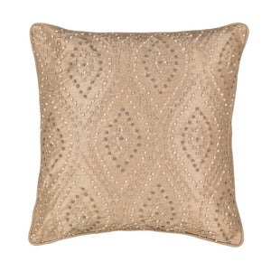 Chacenay Knotted Embroidered Faux Silk Square Pillows in Beige (Three Pillows in One Box) #9764