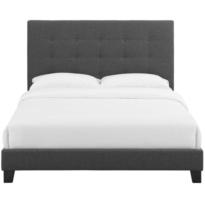 Queen Gray Upholstered Low Profile Platform Bed (297MM)