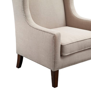 Chagnon Modern Nailhead Wide Wingback Chair, 19.75"H
