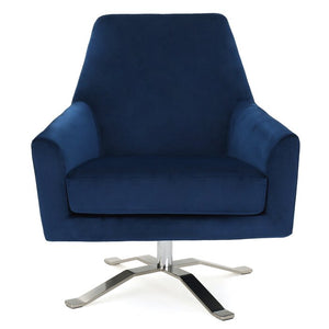 Edmund Swivel 22" Armchair, Color: Navy Blue, #6392