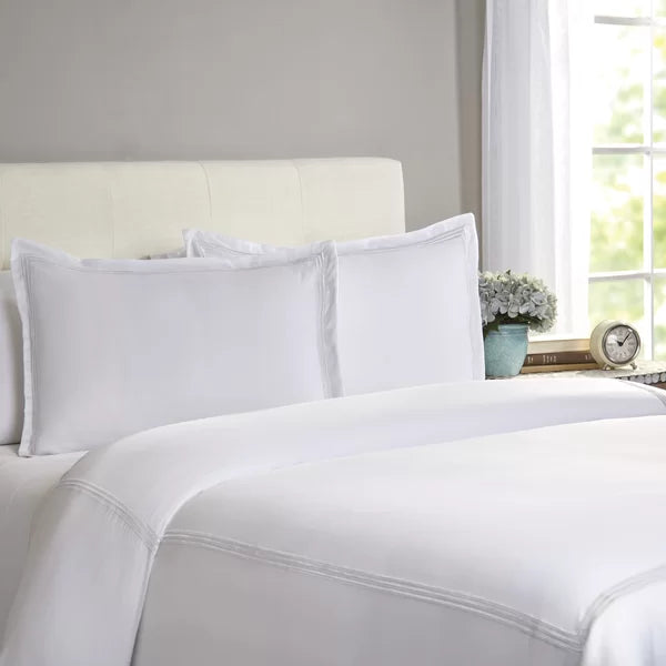 King Duvet Cover + 2 King Shams White Chalsbury Standard Cotton 300 TC 3 Piece Duvet Cover Set