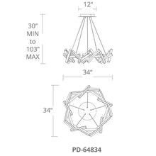 Load image into Gallery viewer, Brushed Aluminum Chaos 21-Light LED Unique / Statement Geometric Chandelier
