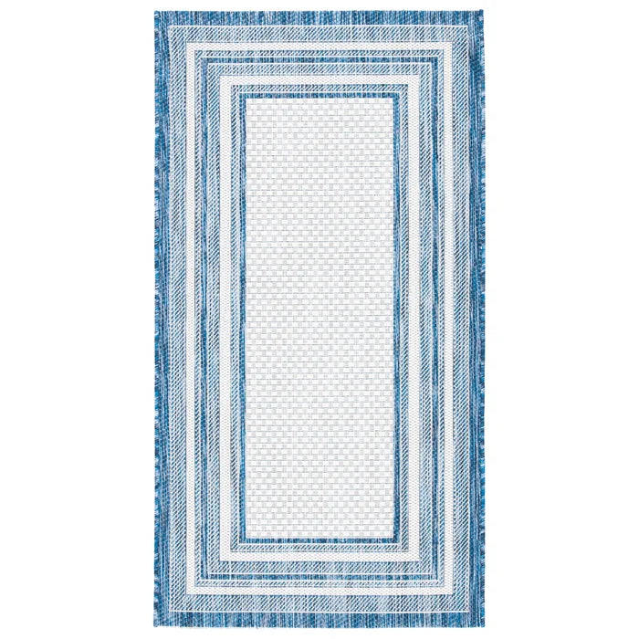 Chapa Indoor / Outdoor Area Rug in Ivory/Navy, Rectangle 2'7