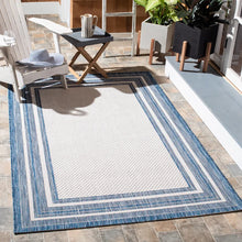 Load image into Gallery viewer, Chapa Indoor / Outdoor Area Rug in Ivory/Navy, Rectangle 2&#39;7&quot; x 5&#39;
