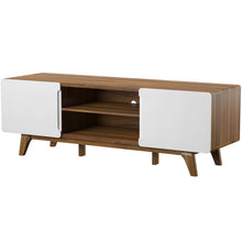 Load image into Gallery viewer, Chapdelaine TV Stand for TVs up to 65&quot; Walnut/ White #2035HW
