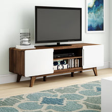 Load image into Gallery viewer, Chapdelaine TV Stand for TVs up to 65&quot; Walnut/ White #2035HW
