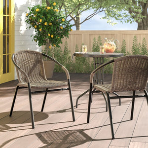 Brown Pineville Rattan Stacking Patio Dining Chair, #6492
