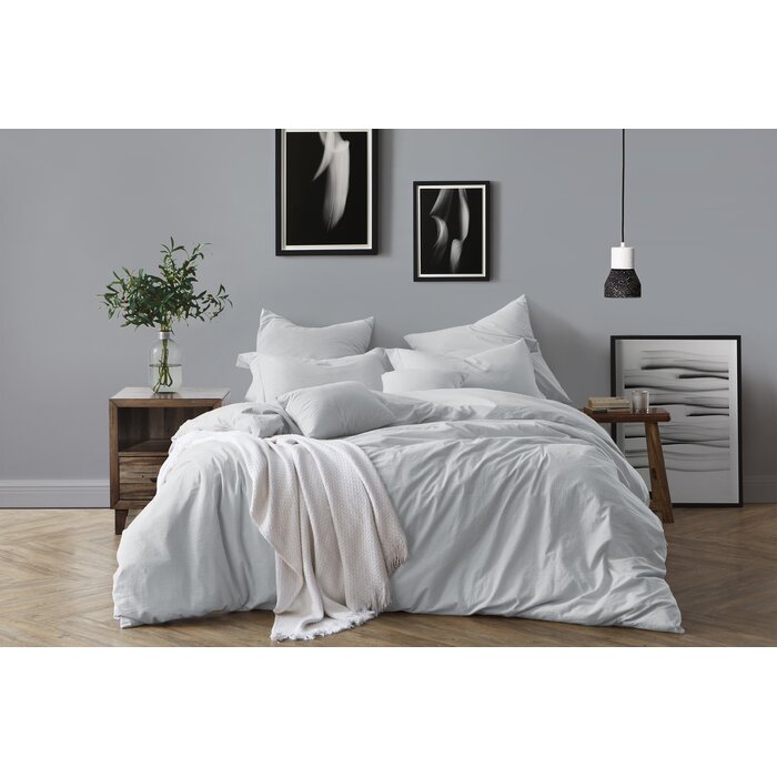 Full/Queen Duvet Cover + 2 Pillow Cases Pale Blue Chattanooga Duvet Cover Set (ND140)