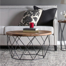 Load image into Gallery viewer, Chester Wood/Iron Geometric Hand-finished Coffee Table by Kosas Home - 18Hx32Wx32D
