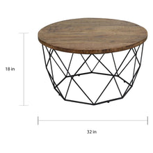 Load image into Gallery viewer, Chester Wood/Iron Geometric Hand-finished Coffee Table by Kosas Home - 18Hx32Wx32D
