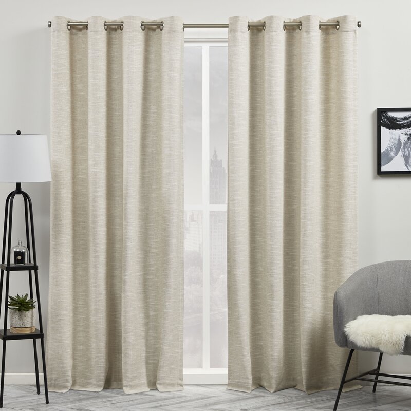 Chevalier Somers Cotton Blend Solid Semi-Sheer Grommet Curtain Panels (Set of 2) 2252CDR/GL