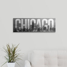 Load image into Gallery viewer, 20&quot; H x 60&quot; W x 1.5&quot; D &#39;Chicago Skyline, Transparent Overlay&#39; Graphic Art Print MRM2195
