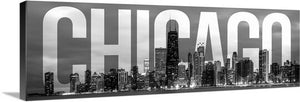20" H x 60" W x 1.5" D 'Chicago Skyline, Transparent Overlay' Graphic Art Print MRM2195
