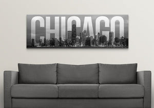 20" H x 60" W x 1.5" D 'Chicago Skyline, Transparent Overlay' Graphic Art Print MRM2195