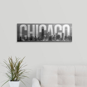 20" H x 60" W x 1.5" D 'Chicago Skyline, Transparent Overlay' Graphic Art Print MRM2195