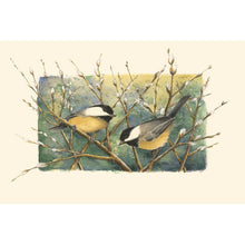 Load image into Gallery viewer, Chickadees And Pussy Willow - Wrapped Canvas Painting, 12&quot; H x 18&quot; W x 1.25&quot; D
