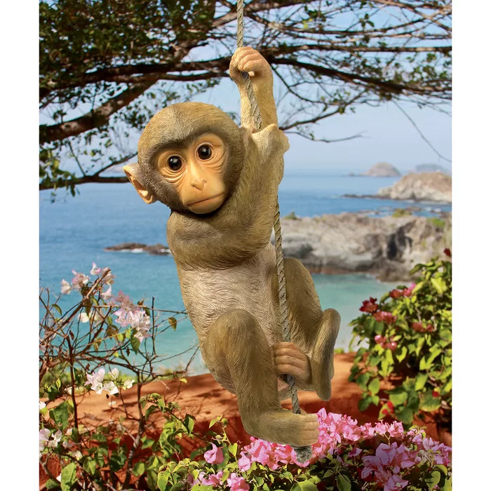 16'' H x 7'' W x 6.5'' D Chico the Chimpanzee Hanging Baby Monkey Statue