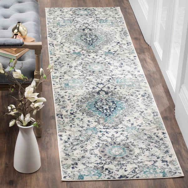 Christa Power Loom Polypropylene Blend Cream/Light Gray/Navy Hues Rug 2'3