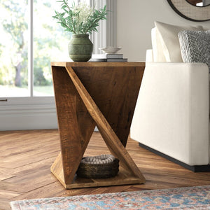 Christensen 24'' Tall Solid Wood Abstract End Table