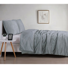 Load image into Gallery viewer, Full/Queen Duvet Cover + 2 Shams Platinum Christian Siriano Crinkle Bedding Duvet Cover Set 240AH
