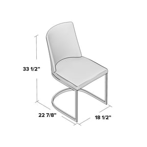Chromium Linen Upholstered Side Chair in Silver (Set of 2), #6343