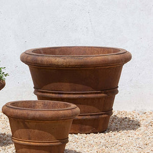 11" H x 14.75" W x 14.75" D Classic Rolled Rim Stone Pot Planter