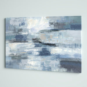 Clear Water Indigo And Gray by Silvia Vassileva - Wrapped Canvas Painting