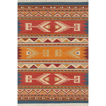 Load image into Gallery viewer, Clemente Handmade Flatweave Wool Red/Orange/Blue Rug, Rectangle 2&#39; x 3&#39;
