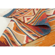 Load image into Gallery viewer, Clemente Handmade Flatweave Wool Red/Orange/Blue Rug, Rectangle 2&#39; x 3&#39;
